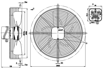 Imagem de Motor Axial 315mm  Com Grade 1F S4E315-AC08-07 Ebmpapst