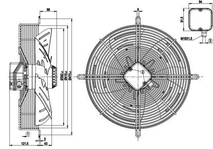 Imagem de Motor Axial 400mm  Com Grade 3F S4D400-AP12-35 Ebmpapst