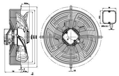 Imagem de Motor Axial 350mm  Com Grade 3F S4D350-AN08-50 Ebmpapst