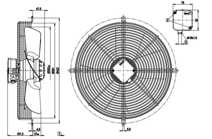 Imagem de Motor Axial 350mm  Com Grade 3F S4D350-AA06-19 Ebmpapst