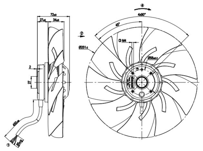 Imagem de Motor Axial 250mm Sem Grade 1F A2E250-AM06-01 Ebmpapst