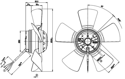 Imagem de Motor Axial 250mm Sem Grade 1F A2E250-AE65-55 Ebmpapst